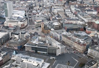 Frankfurt, Germany, January 15 2015: Panoramic view of the cityscape of the city of Frankfurt the