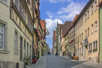 Street with historical houses in Rothenburg ob der Tauber, Bavaria, Germany, Europe