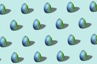 Modern Colorful Easter egg pattern made, blue and green, Minimal Easter concept