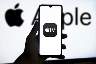 Apple TV logo on smartphone