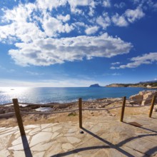 Moraira in Mediterranean with Ifach penon calpe view Alicante at Spain