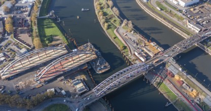 New construction of a road bridge over a canal in North Rhine-Westphalia, Germany, Europe