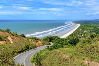 Beautiful road along the coast of the state of Bahia next to the beaches of Pe de Serra and Sargi