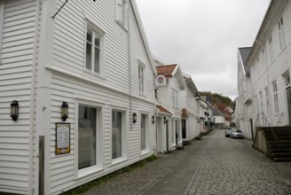 White wooden houses in Mandal, Vest-Agder, Norway, Europe