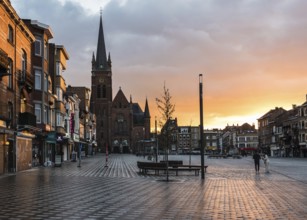 Jette, Brussels Capital Region, Belgium, 04 02 2020 The Place Miroir, the main town square during a