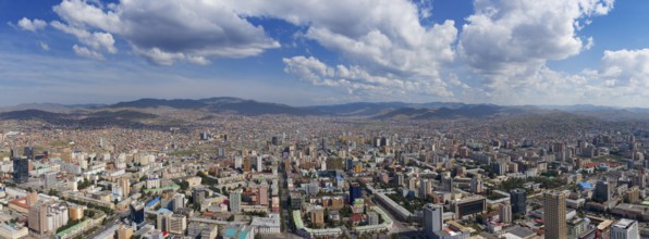 Aerial panorama view of Ulaanbaatar city, capital of Mongolia