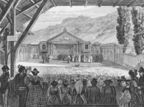 19th century theatre on engraving from the 1800s. Published by The Graphic in 1870