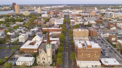 The Elizabeth River cuts through the Virginia towns of Portsmouth and Norfolk