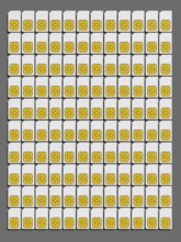 3d illustration of 120 typical sim cards background