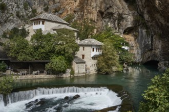 Dervish monastery, Tekke, Tekija, Sufi centre, on the right the Buna spring, Karst spring, Vrelo