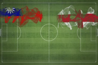 Taiwan vs England Soccer Match, national colors, national flags, soccer field, football game,