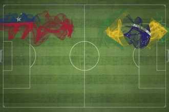 Samoa vs Brazil Soccer Match, national colors, national flags, soccer field, football game,