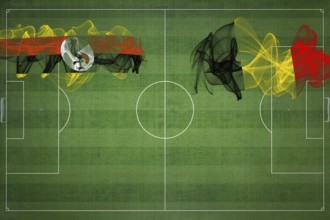 Uganda vs Belgium Soccer Match, national colors, national flags, soccer field, football game,