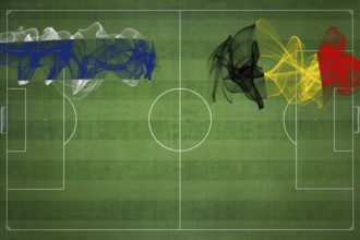 Thailand vs Belgium Soccer Match, national colors, national flags, soccer field, football game,