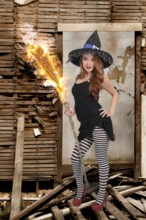 Beautiful woman wicked witch with ruby shoes