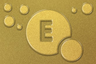 Vitamin E health Symbol, vitamin Concept, Tocopherols, Tocotrienols, antioxidant function, gold