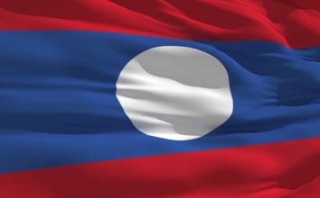 Fluttering flag of Laos on the wind