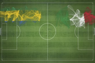 Gabon vs Italy Soccer Match, national colors, national flags, soccer field, football game,
