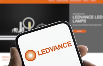 Ledvance logo is displayed on smartphone. Ledvance GmbH is a German multinational LED lighting and