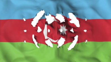 Azerbaijan flag with a small holes, white background, 3d rendering