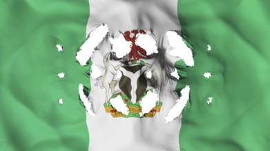 Abuja, capital of Nigeria flag with a small holes, white background, 3d rendering