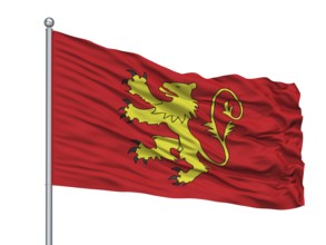 Kuala Terengganu City Flag On Flagpole, Country Malaysia, Terengganu State, Isolated On White
