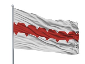 Neftekamsk City Flag On Flagpole, Country Russia, Isolated On White Background