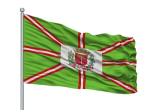 Curitiba City Flag On Flagpole, Country Brasil, Isolated On White Background, 3D Rendering