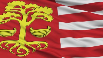 Loksa City Flag, Country Estonia, Closeup View, 3D Rendering