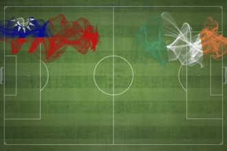 Taiwan vs Ireland Soccer Match, national colors, national flags, soccer field, football game,