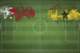 Bahrain vs Ghana Soccer Match, national colors, national flags, soccer field, football game,