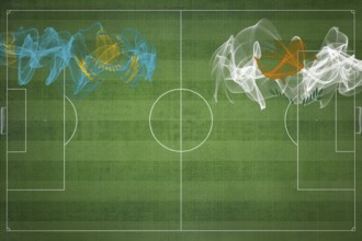 Kazakhstan vs Cyprus Soccer Match, national colors, national flags, soccer field, football game,