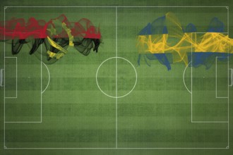 Angola vs Sweden Soccer Match, national colors, national flags, soccer field, football game,