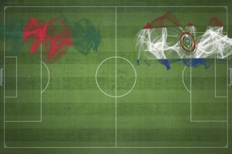 Bangladesh vs Paraguay Soccer Match, national colors, national flags, soccer field, football game,
