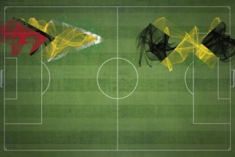 Guyana vs Jamaica Soccer Match, national colors, national flags, soccer field, football game,