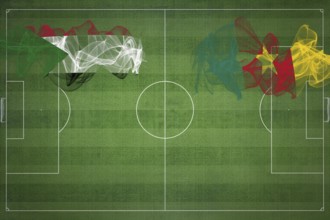Sudan vs Cameroon Soccer Match, national colors, national flags, soccer field, football game,