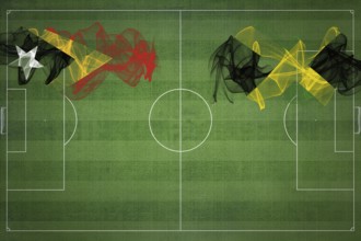 East Timor vs Jamaica Soccer Match, national colors, national flags, soccer field, football game,