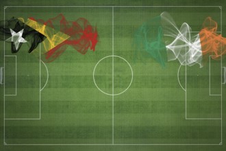 East Timor vs Ireland Soccer Match, national colors, national flags, soccer field, football game,