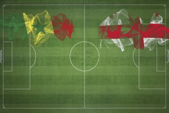 Senegal vs Georgia Soccer Match, national colors, national flags, soccer field, football game,