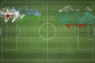 Djibouti vs Bulgaria Soccer Match, national colors, national flags, soccer field, football game,