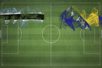 Botswana vs Bosnia and Herzegovina Soccer Match, national colors, national flags, soccer field,