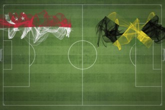 Singapore vs Jamaica Soccer Match, national colors, national flags, soccer field, football game,
