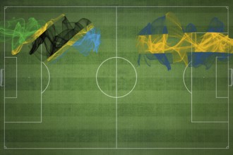 Tanzania vs Sweden Soccer Match, national colors, national flags, soccer field, football game,