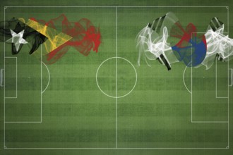 East Timor vs South Korea Soccer Match, national colors, national flags, soccer field, football