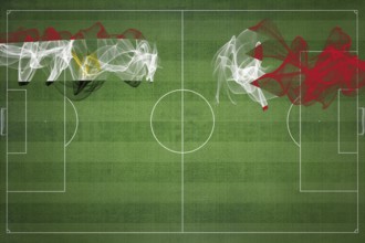 Egypt vs Bahrain Soccer Match, national colors, national flags, soccer field, football game,