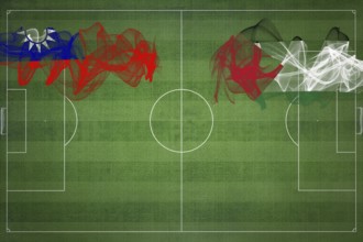 Taiwan vs Palestine Soccer Match, national colors, national flags, soccer field, football game,