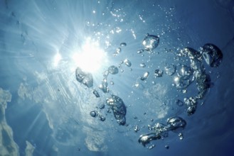 Underwater Bubbles Sunlight, Underwater background Bubbles Water Surface