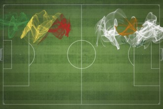 Republic of the Congo vs Cyprus Soccer Match, national colors, national flags, soccer field,