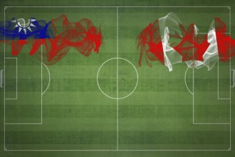 Taiwan vs Canada Soccer Match, national colors, national flags, soccer field, football game,