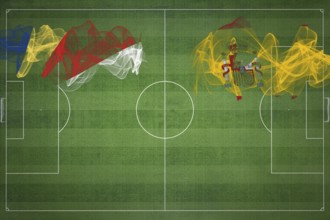Seychelles vs Spain Soccer Match, national colors, national flags, soccer field, football game,